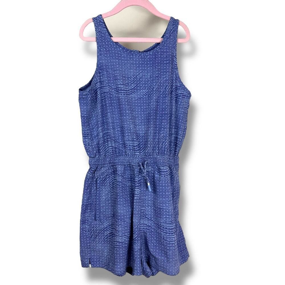 Athleta Girl Romper Kids 8-10 Blue Sleeveless Drawstring Waist Zip Pockets